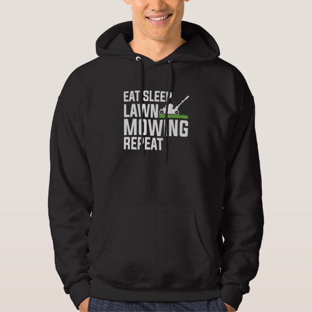 Eat Sleep Lawn Mowing Repeat Rasenmäher Vater Hoodie (Vorderseite)