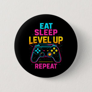 Eat Sleep Level Up Wiederholen Gamer Funny Video G Button