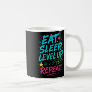 Eat Sleep Level Up Wiederholen Gamer Funny Video G Kaffeetasse
