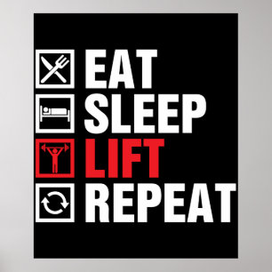 Eat Sleep Lift Wiederholung Poster