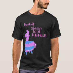 Eat Sleep Loot Wiederholung Llama Tshirt Geburtsta