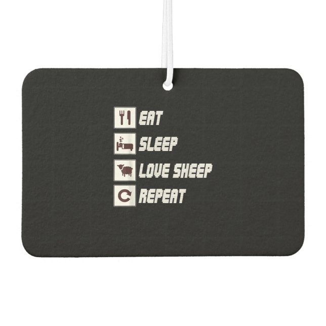 Eat sleep love sheep repeat Funny Quotes Gift Autolufterfrischer (Vorderseite)