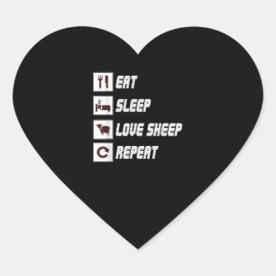 Eat sleep love sheep repeat Funny Quotes Gift Herz-Aufkleber