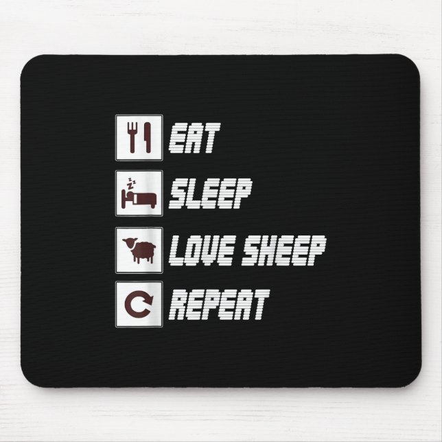 Eat sleep love sheep repeat Funny Quotes Gift Mousepad (Vorne)