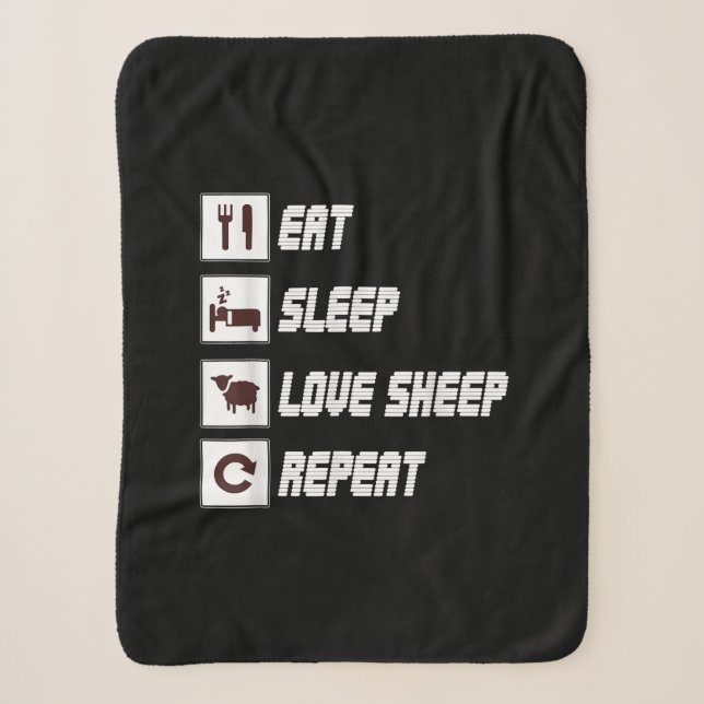 Eat sleep love sheep repeat Funny Quotes Gift Sherpadecke (Vorderseite)