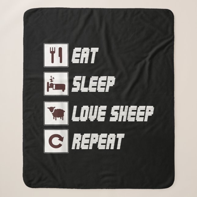 Eat sleep love sheep repeat Funny Quotes Gift Sherpadecke (Vorderseite)