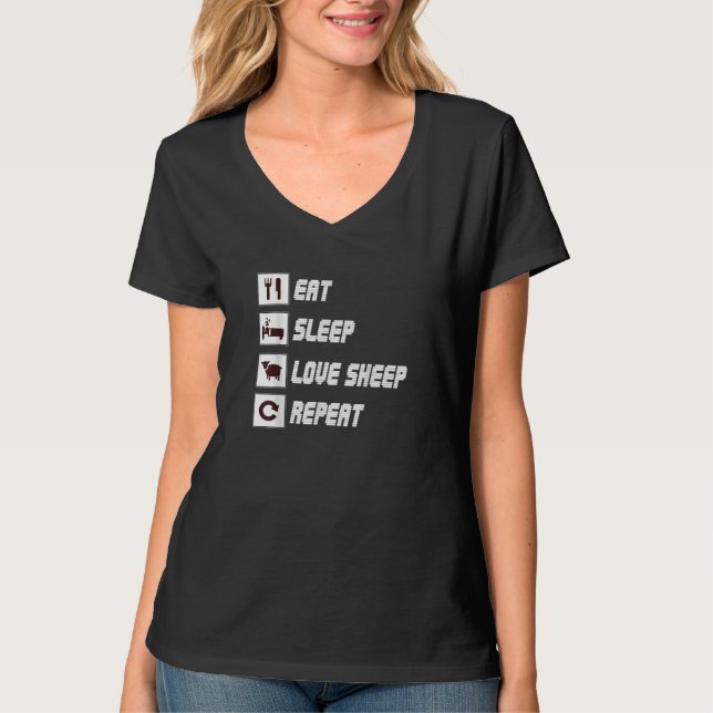 Eat sleep love sheep repeat Funny Quotes Gift T-Shirt (Vorderseite)