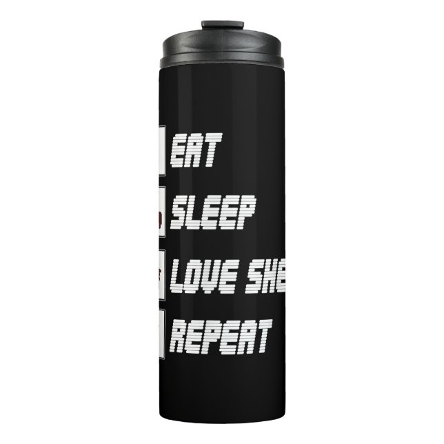 Eat sleep love sheep repeat Funny Quotes Gift Thermosbecher (Vorderseite)