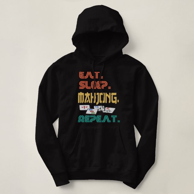 Eat Sleep Mahjong Repeat Fun Chinesisch Jüdische T Hoodie (Design vorne)