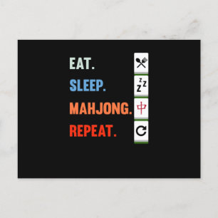 Eat Sleep Mahjong Repeat Mahjong Game Player Games Postkarte