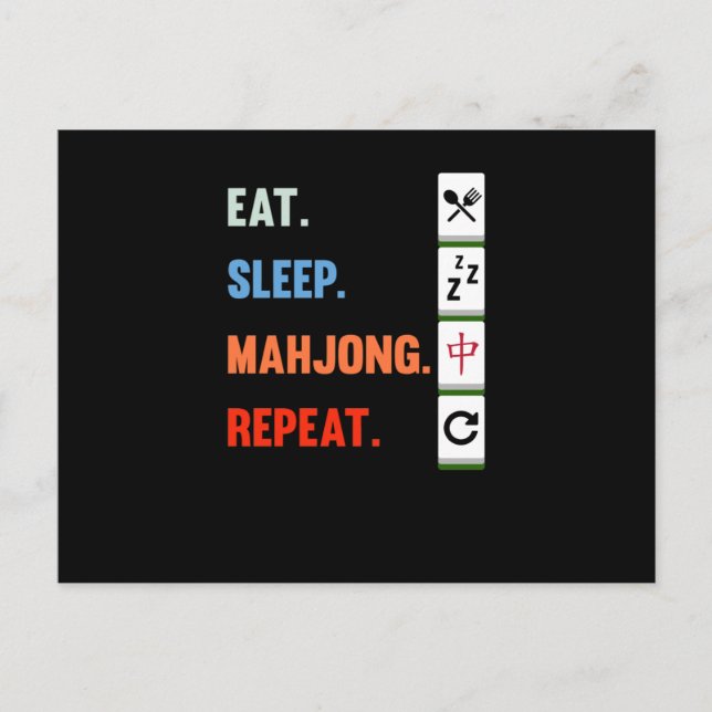 Eat Sleep Mahjong Repeat Mahjong Game Player Games Postkarte (Vorderseite)