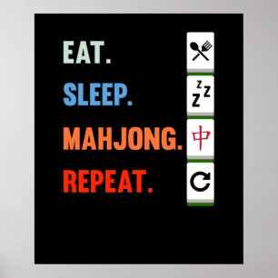 Eat Sleep Mahjong Wiederholen Mahjong Game Player  Poster