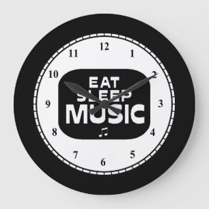 Eat Sleep Music Große Wanduhr