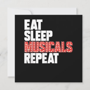 Eat Sleep Musicals wiederholen Feiertagskarte