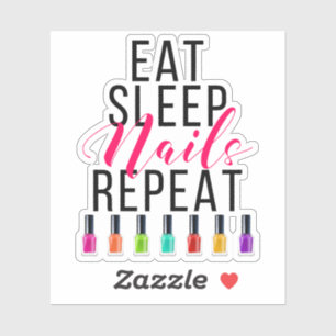 Eat Sleep Nails Wiederholen Bright Rainbow Nail Po Aufkleber