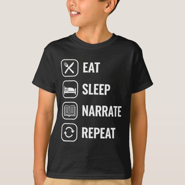 Eat Sleep Narrate Repeat Clical Education Homescho T-Shirt (Vorderseite)