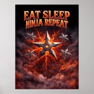 Eat Sleep Ninja Repeat Kunst Poster