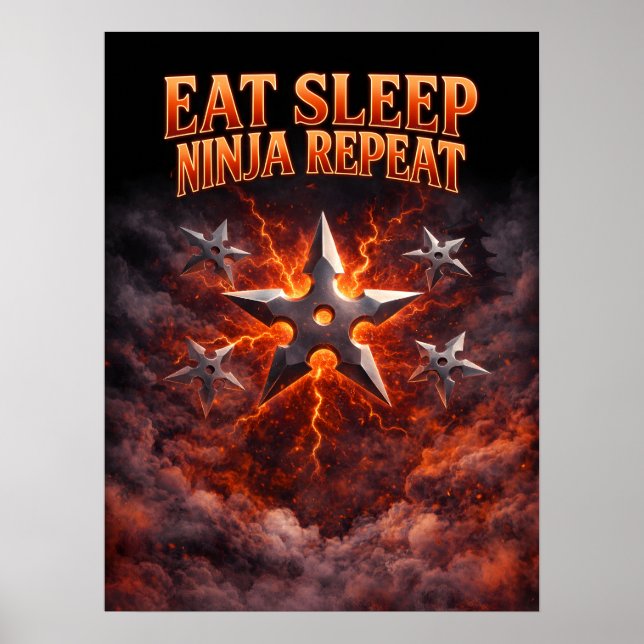 Eat Sleep Ninja Repeat Kunst Poster (Vorne)