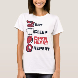 Eat Sleep Open Heart Wiederholung Katheter Open He T-Shirt