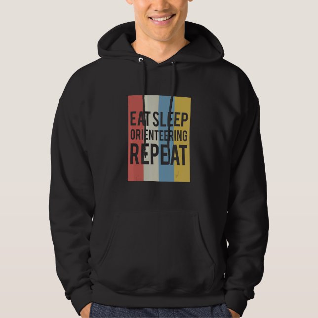 Eat Sleep Orientering Repeat Orienteering Run Hoodie (Vorderseite)