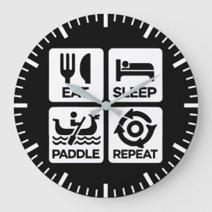Eat Sleep Paddle Repeat - Drachenbootrennen Große Wanduhr