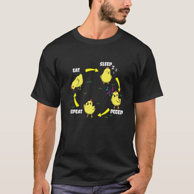 Eat Sleep Peeep Repeat Hühnerflüsterer Huhn L T-Shirt (Vorderseite)