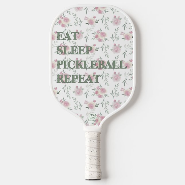 Eat Sleep Pickleball Repeat Floral  Schläger (Vorderseite)