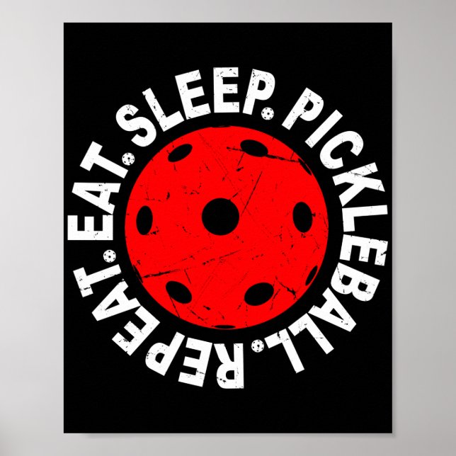 Eat Sleep Pickleball Wiederholen als Vintages Pick Poster (Vorne)