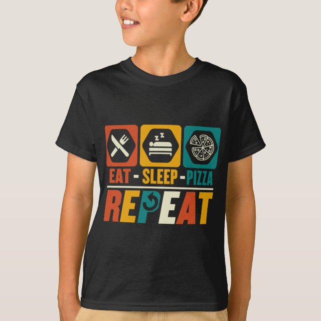 Eat Sleep Pizza Repeat - Funny Feinschmecker Fast  T-Shirt (Vorderseite)