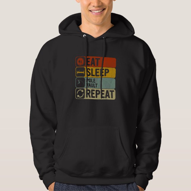 Eat Sleep Pole Vault Repeat Retro 60s 70s Pole Vau Hoodie (Vorderseite)