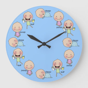 Eat-Sleep-Poop-Baby Nursery Clock Große Wanduhr