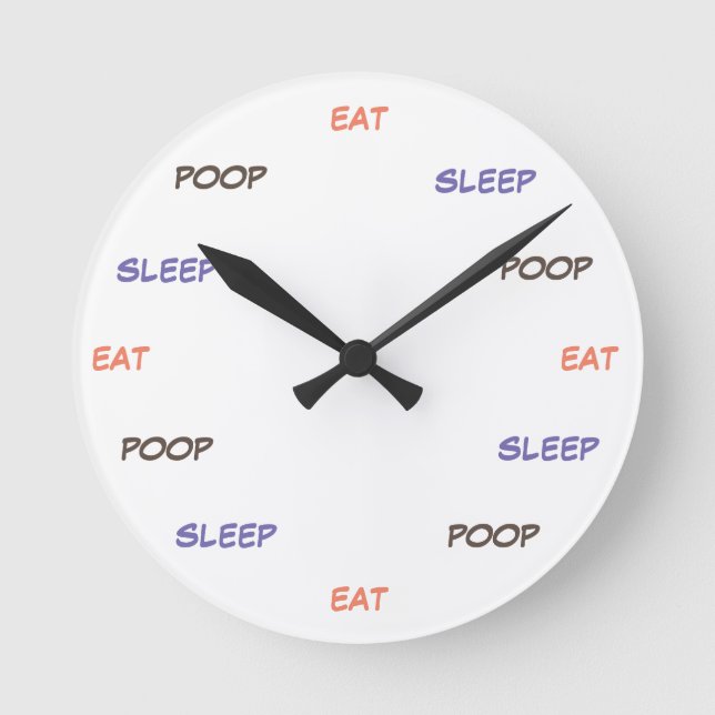 Eat Sleep Poop - Clock Runde Wanduhr (Vorderseite)