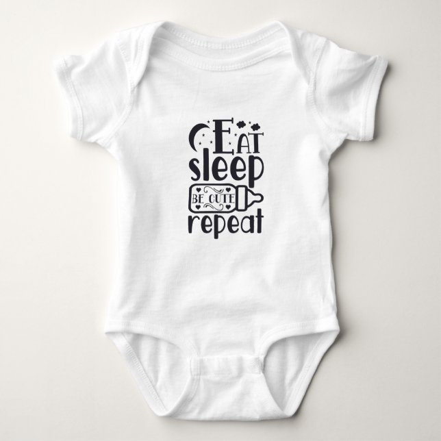 Eat Sleep Repeat Baby - Funny Newborn Bodysuit Strampler (Vorderseite)