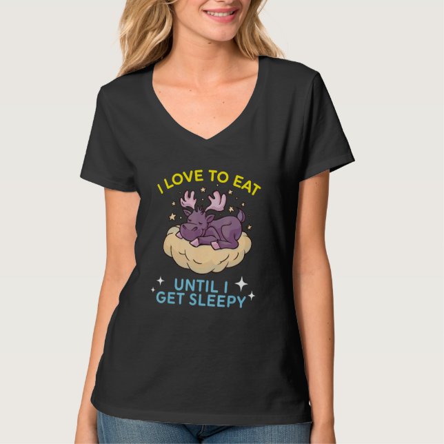 eat  sleep  repeat   cute dreaming Elk T-Shirt (Vorderseite)