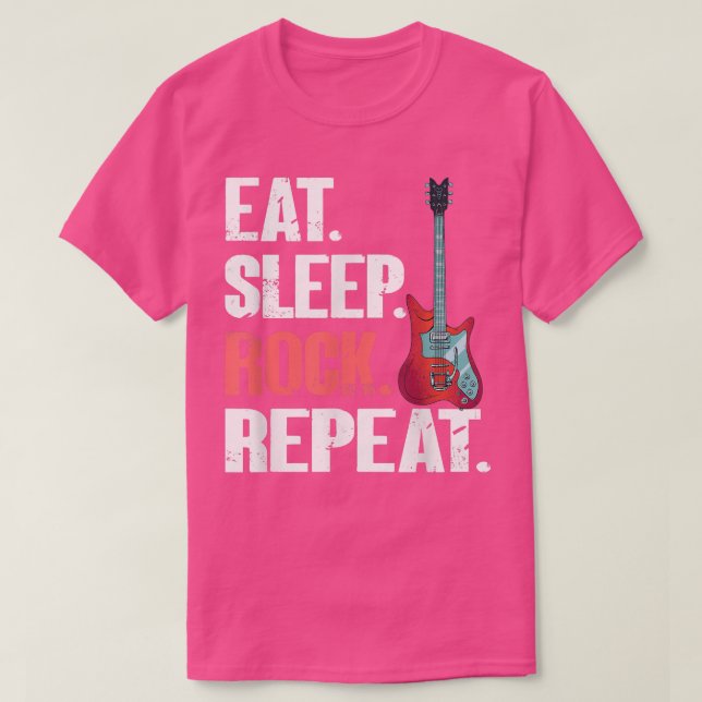 Eat Sleep Rock RepeatElectronic Rock Guitar 674 T-Shirt (Design vorne)