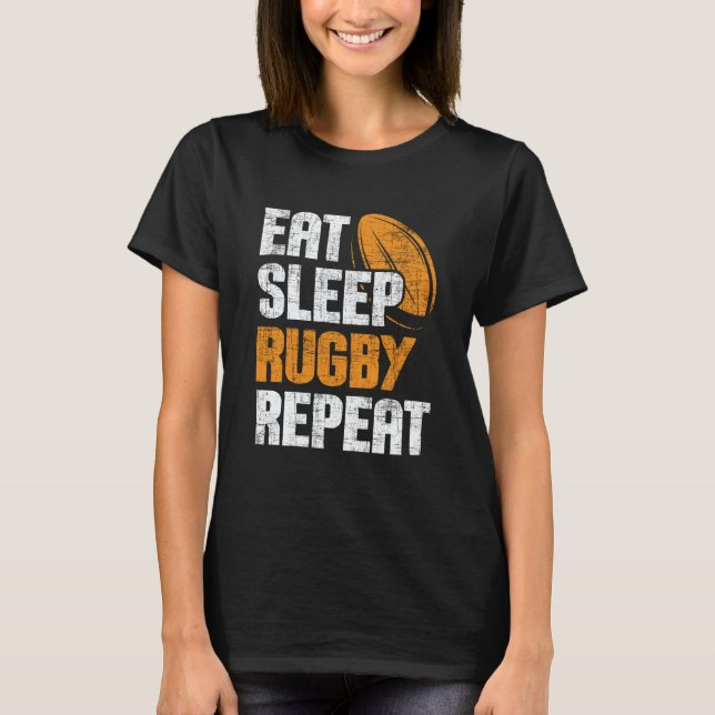 Eat Sleep Rugby Repeat  Rugby Spieler Trainer Spor T-Shirt (Vorderseite)