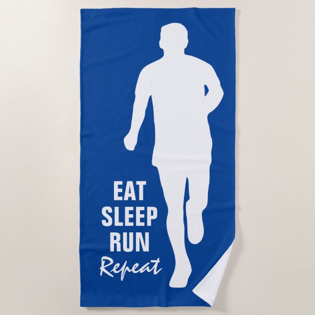 EAT SLEEP RUN REPEAT lustiges Laufhandtuch Strandtuch (Vorderseite)