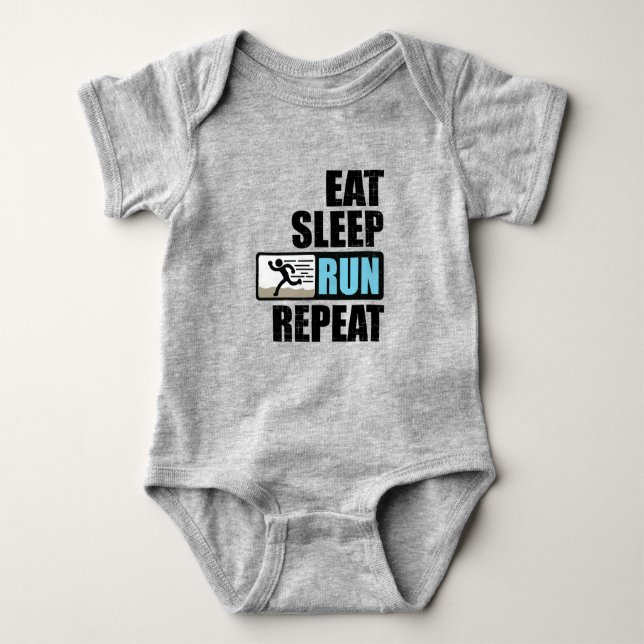 Eat Sleep Run Wiederholung Baby Strampler (Vorderseite)