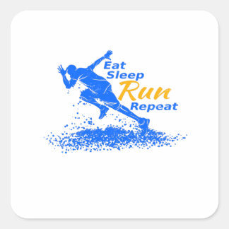 Eat Sleep Run Wiederholung Geschenk für Sport Lieb Quadratischer Aufkleber