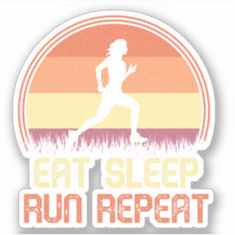 Eat Sleep Run Wiederholung Retro Athlete Marathon Aufkleber