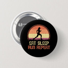 Eat Sleep Run Wiederholung Retro Athlete Marathon Button