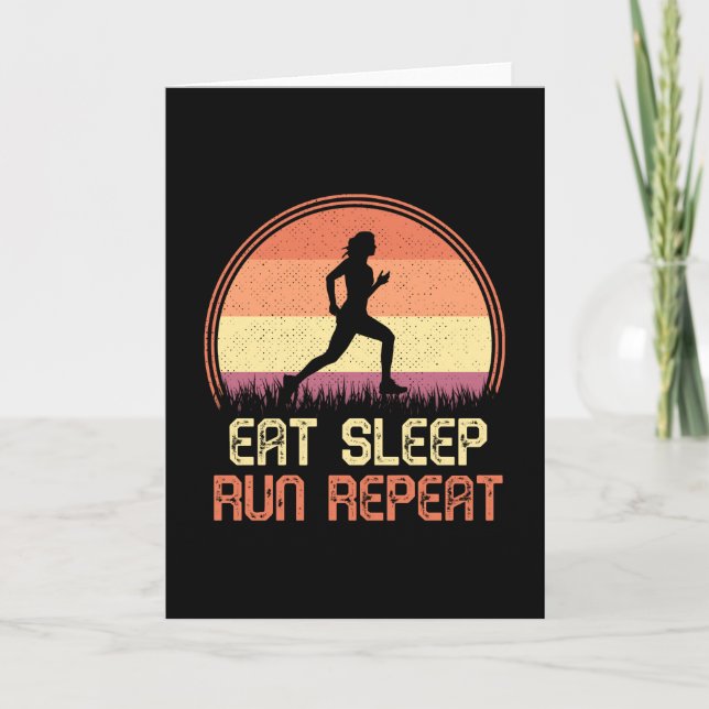Eat Sleep Run Wiederholung Retro Athlete Marathon Karte (Vorderseite)