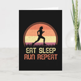 Eat Sleep Run Wiederholung Retro Athlete Marathon Karte
