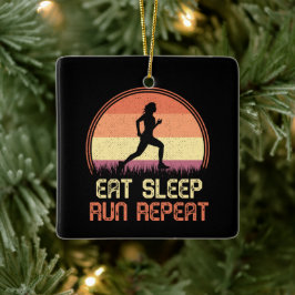 Eat Sleep Run Wiederholung Retro Athlete Marathon Keramikornament