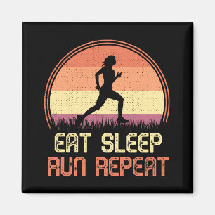Eat Sleep Run Wiederholung Retro Athlete Marathon Magnet