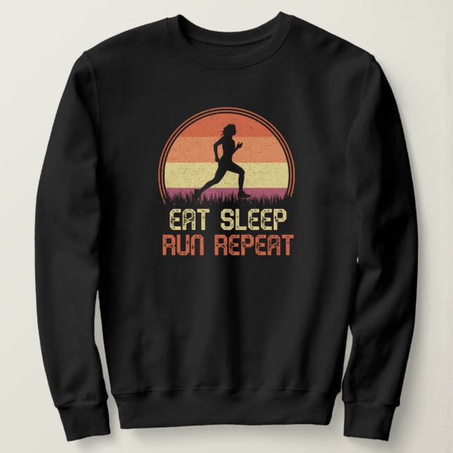 Eat Sleep Run Wiederholung Retro Athlete Marathon Sweatshirt (Design vorne)