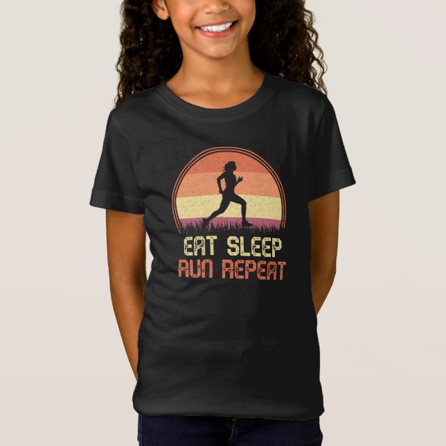 Eat Sleep Run Wiederholung Retro Athlete Marathon T-Shirt (Vorderseite)