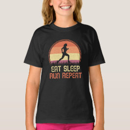 Eat Sleep Run Wiederholung Retro Athlete Marathon T-Shirt