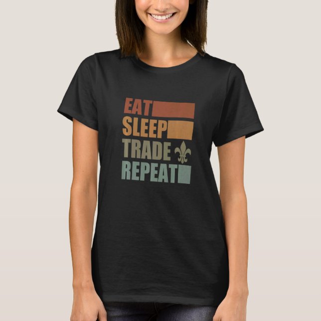 Eat Sleep Scout Repeat For Camping Enthusiast Desi T-Shirt (Vorderseite)