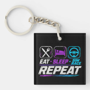 Eat Sleep Sim-Rennen Repeat für Sim-Racing-Fans Schlüsselanhänger